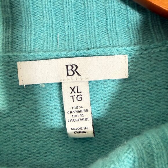 Banana Republic 100% Cashmere Sweater Teal Relaxed Turtleneck Boxy Fit XL - Picture 10 of 10